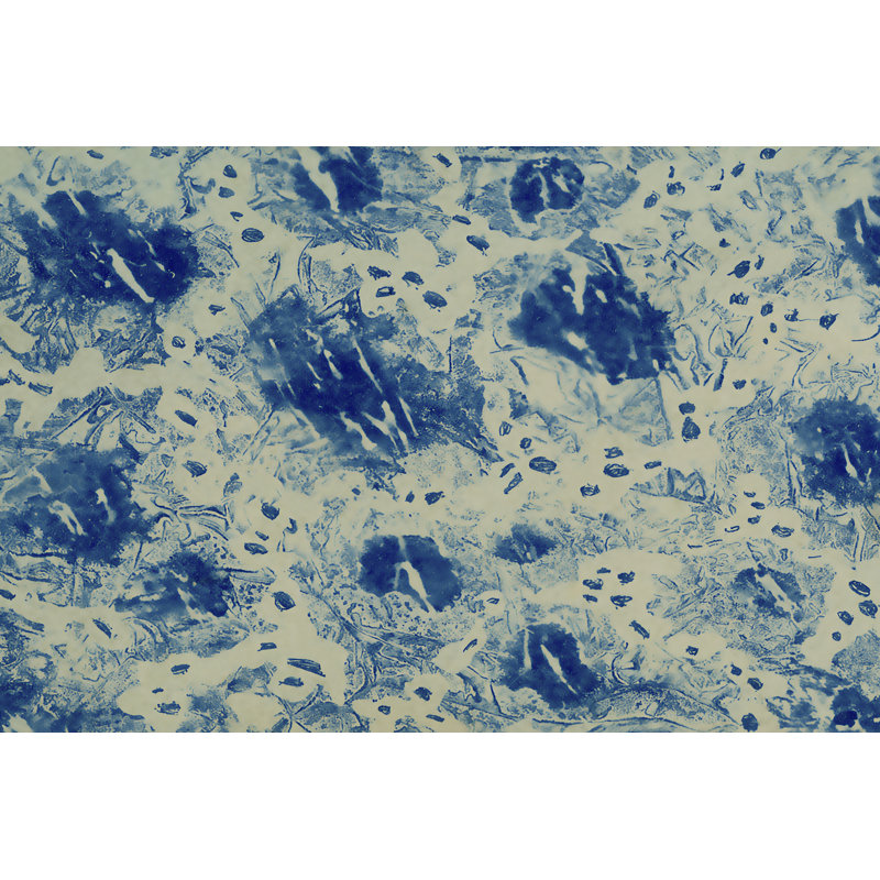 Textures In Blue VI - Painting on Canvas, 81 cm H x 122 cm W, Black Floater Frame
