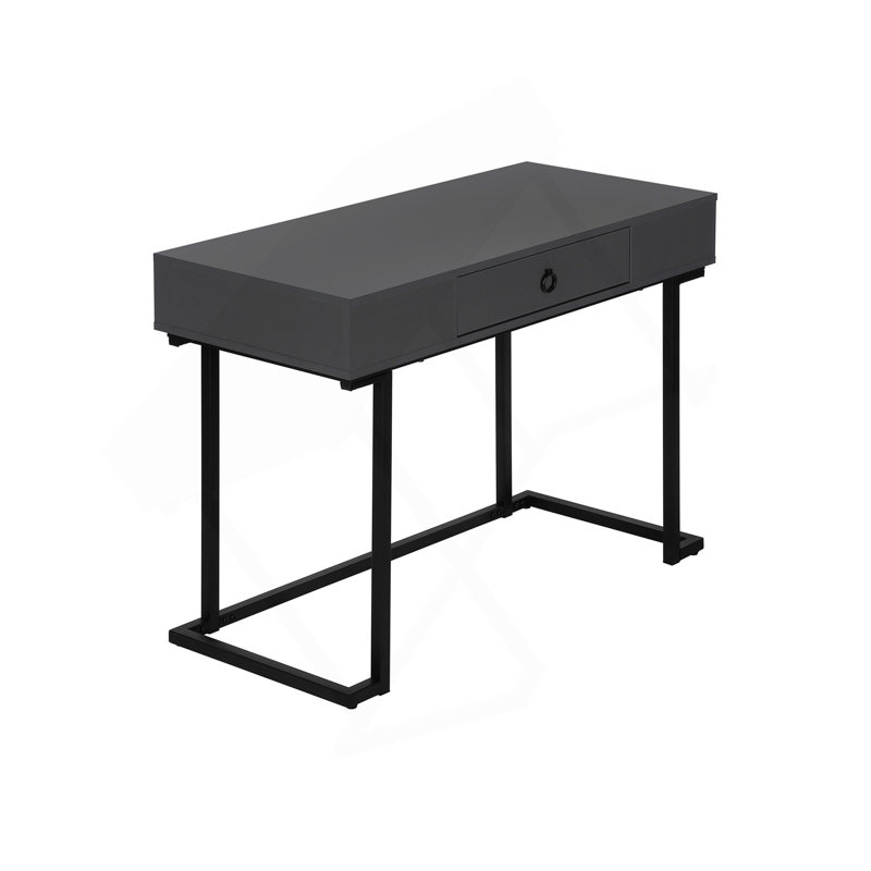 Bureau d'ordinateur, bureau personnel, ordinateur portable, tiroirs de rangement, L 42 po, bureau, stratifié gris, métal noir, contemporain, moderne
