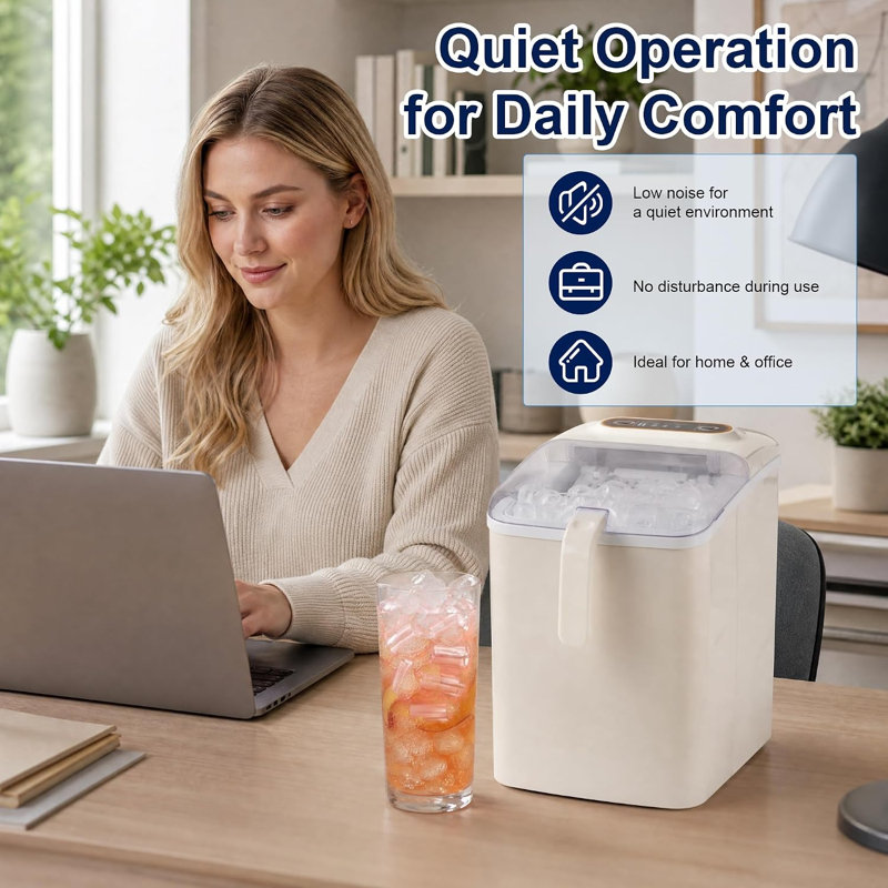 Machine à glaçons de comptoir 33 lb / jour, production de glace rapide de 6 minutes, 2 grandes petites glaçons, autonettoyante pour le bureau personnel