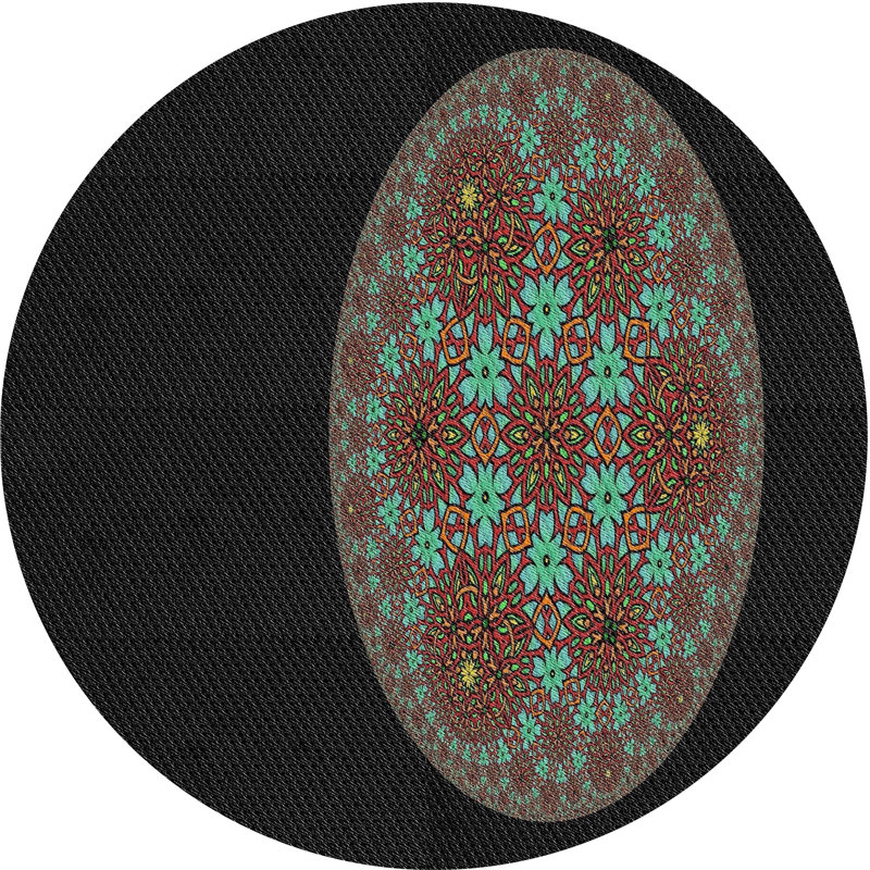 Tapis vert clair / orange / noir Power Loom, Rond 6 pi
