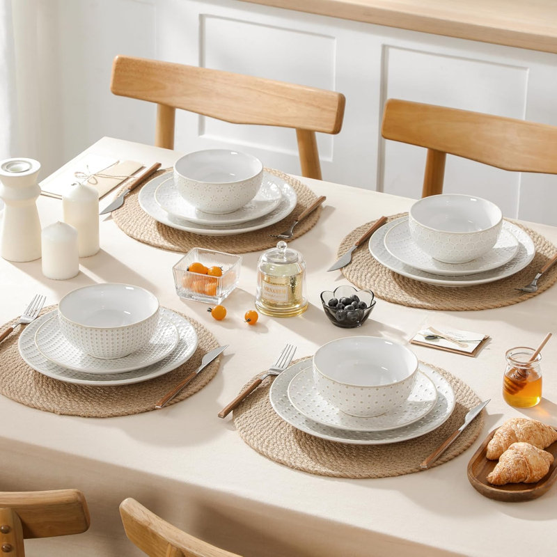 Stoneware Dinnerware - Service for 4, White