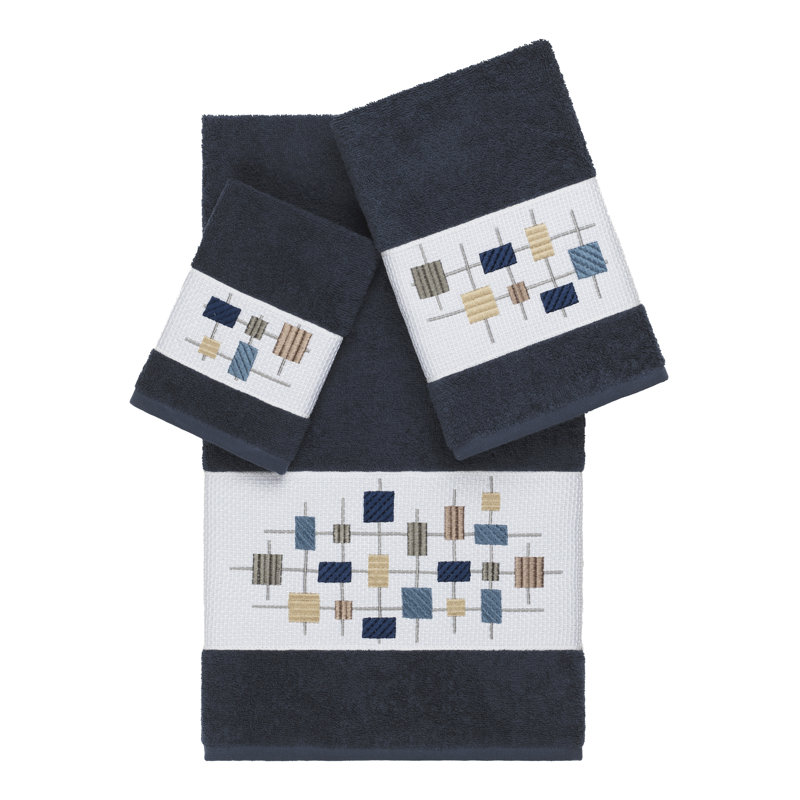 Ensemble de serviettes 3 pièces Khloe, Bleu minuit