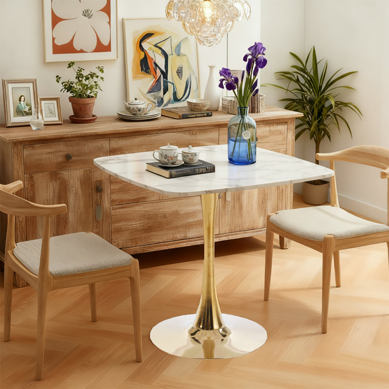 Table de salle à manger 31,53 pouces de diamètre avec table carrée et table de pub, H 28,73 po x L 31,53 po x l 31,53 po