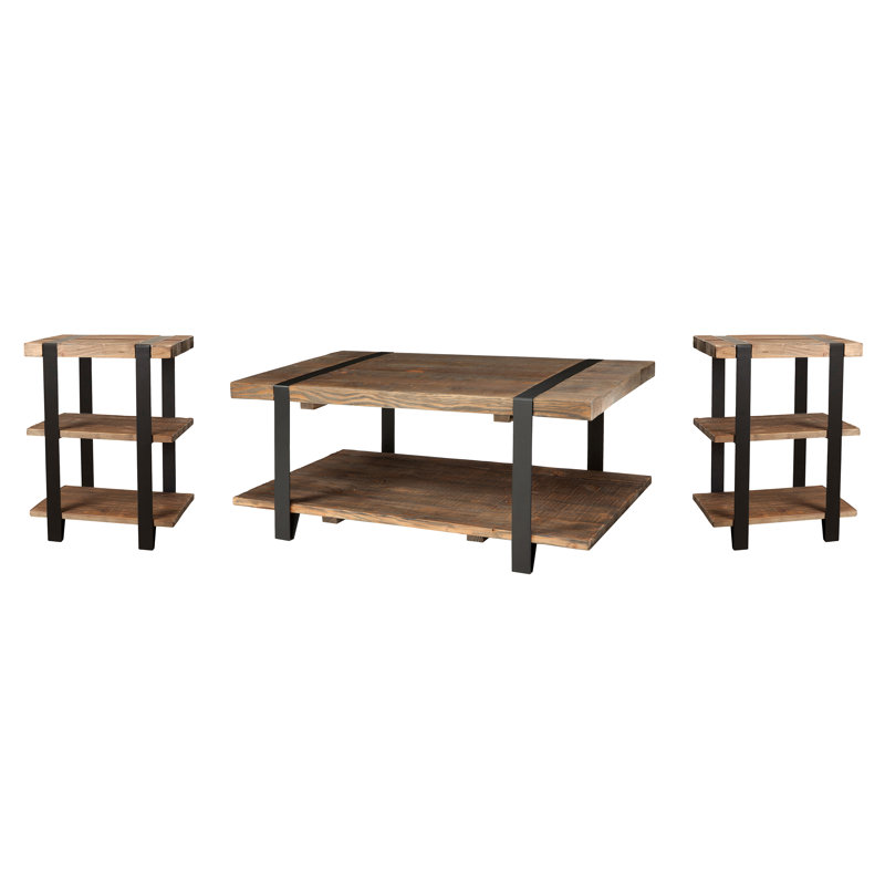3 - Piece Solid Wood Top Living Room Table Set