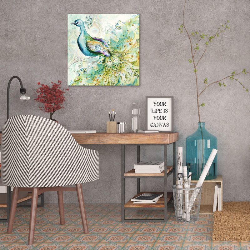 « bohémien peacock i », reproduction sur toile tendue, H 18 po x l 18 po