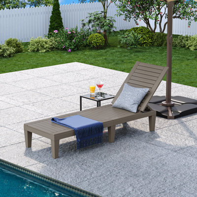 Alizay 74" Long Outdoor Resin Reclining Chaise Lounge