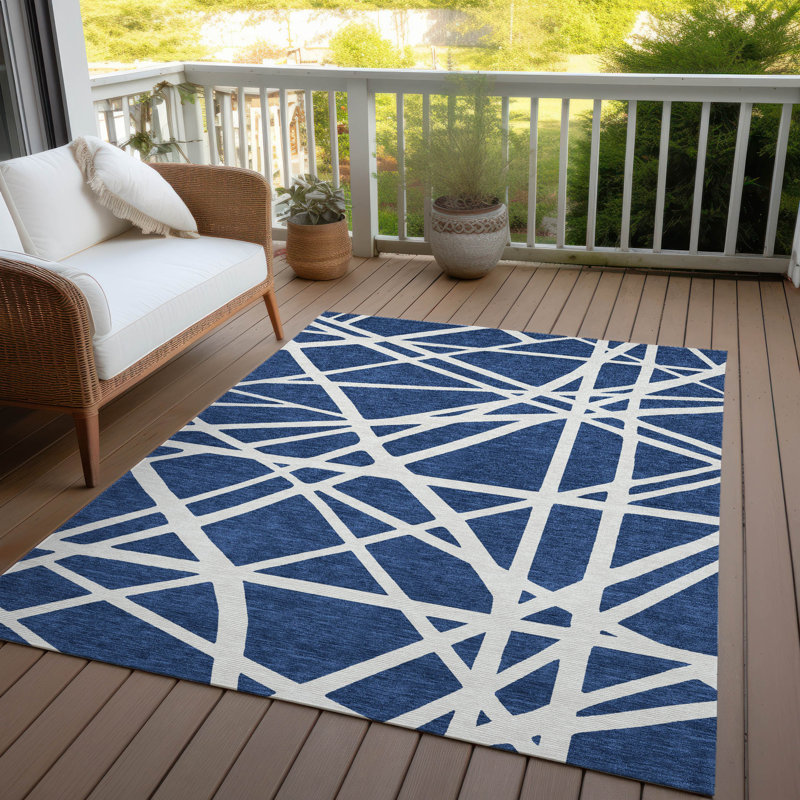 Tapis intérieur / extérieur bleu Zephina , 10 pi x 14 pi