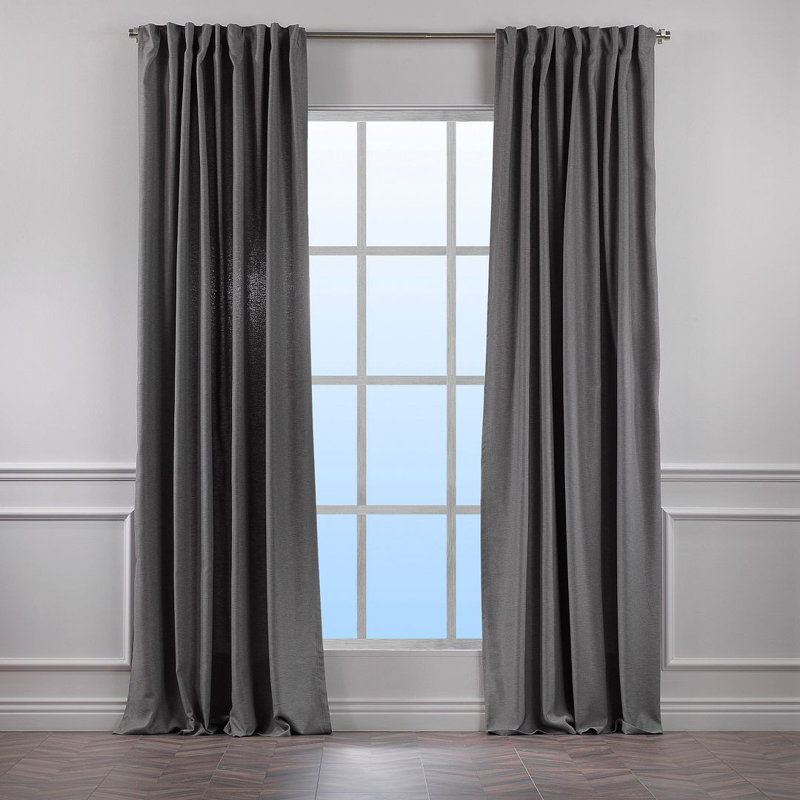 Polyester Room Darkening Single Curtain Panel Panel, Light Grey, 260cm Width x 225cm Drop