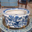 Porcelain Oval Planter With Bronze Ormolu Blue And White Flower