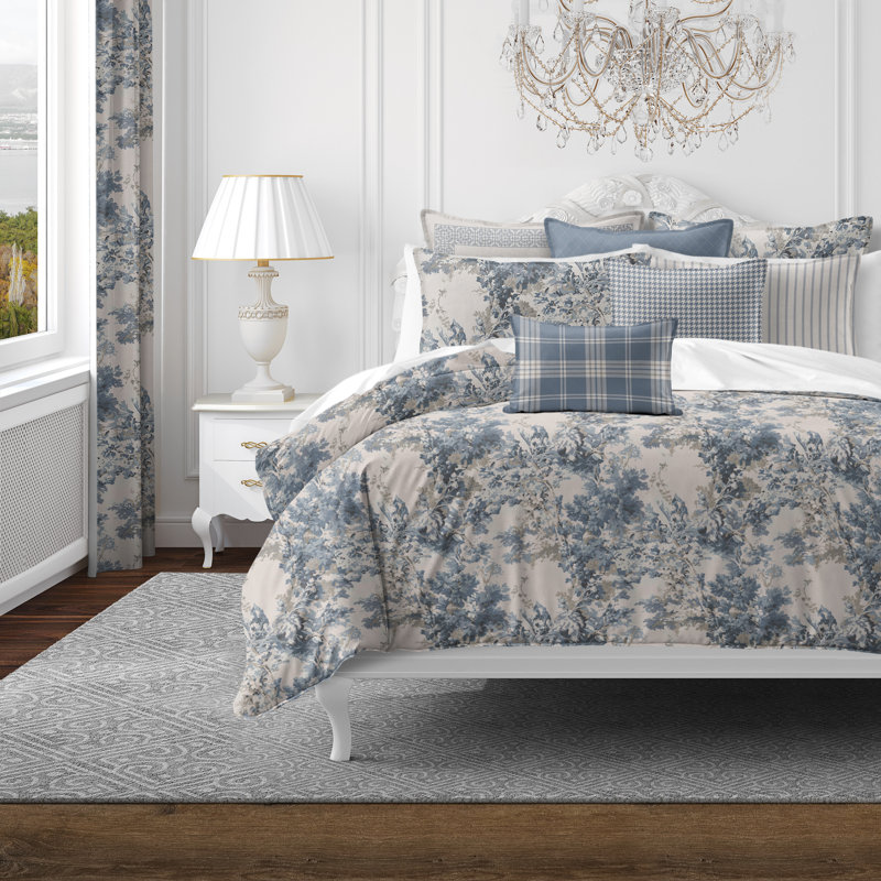Dolce  Blue Fog Cotton Coverlet Set  8 Piece, Super King Coverlet + 7 Additional Pieces