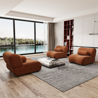Pièce de salon en chenille 3 à la mode - assise profonde et dossier confortable et chic