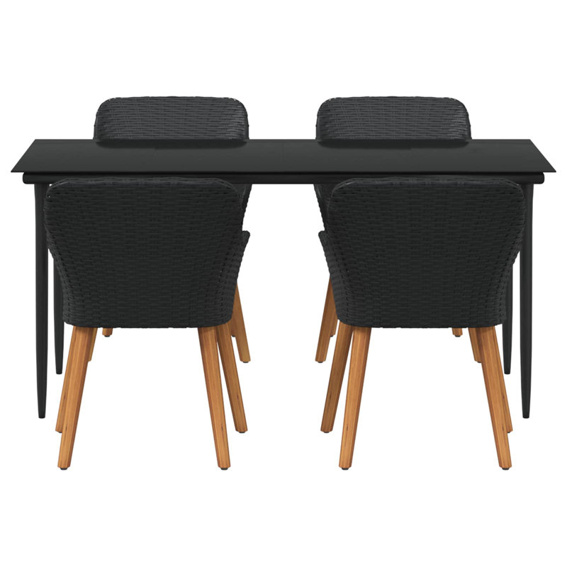Ensemble de salle à manger de jardin avec coussin 5 pièces vidaXL, 4, 29.1" H x 63" W x 31.5" D, Black