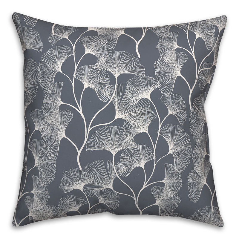 Floral Outdoor Reversible Throw Pillow, 18" H x 18" W, Slate