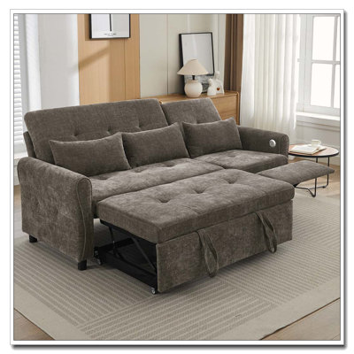 Canapé-lit escamotable en tissu 82 po Chenille