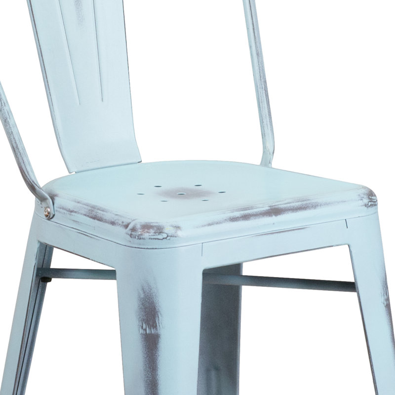Tabouret de comptoir en métal patiné pour l'intérieur / extérieur de 24 po de hauteur Angelean - noir, Vert menthe