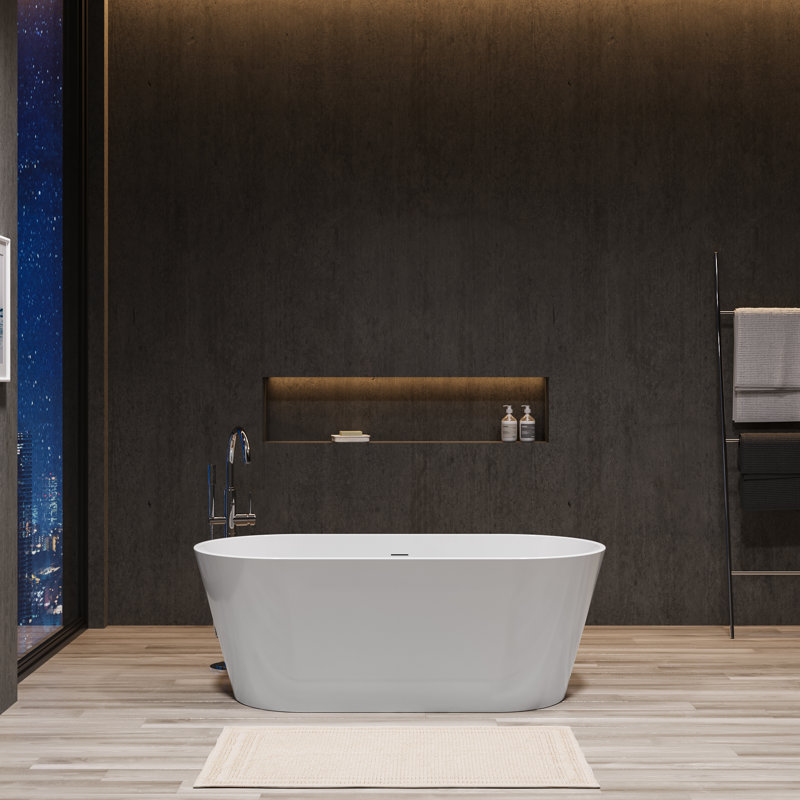 59" X 28" Freestanding Soaking Acrylic Bathtub