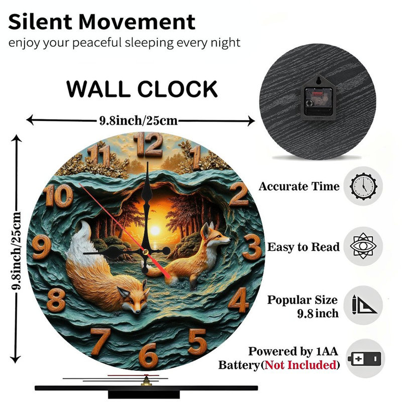Horloge murale Sunset Fox Ocean