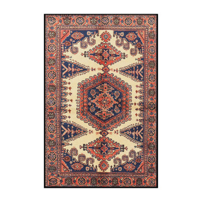 Tapis rouge/noir/beige traditionnel Nesi