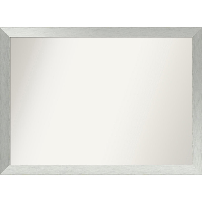 Miroir de salle de bain mural en argent brossé sans cadre, Rectangle, 35 po x 48 po