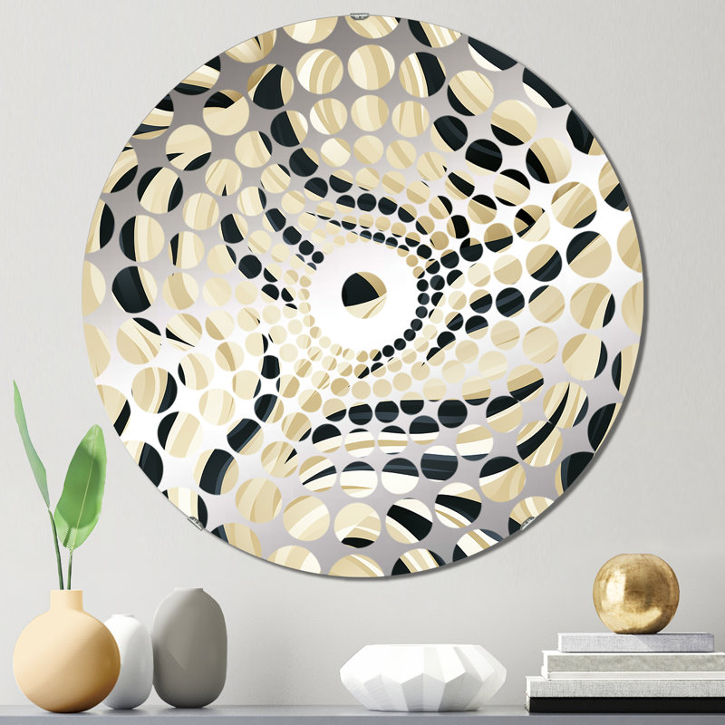 Crème et noir harmonie zébrée - cercles concentriques, 23,6 po x 23,6 po