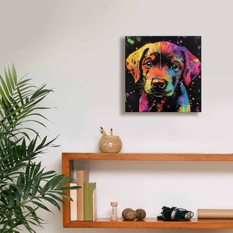  «Wouf Labrador Retriever» par Rich Monet, art mural sur toile, 12 po x 12 po, H 12 po x l 12 po