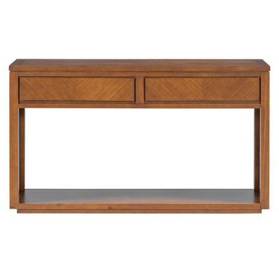 55"" Console Table, Rustic Wooden Entryway Table With Storage Drawers And Open Shelf, Elegant Sofa Table For Hallway And Living Room (Natural) -  Latitude Run®, 52FD0557D87844ED9980C5E46670E671