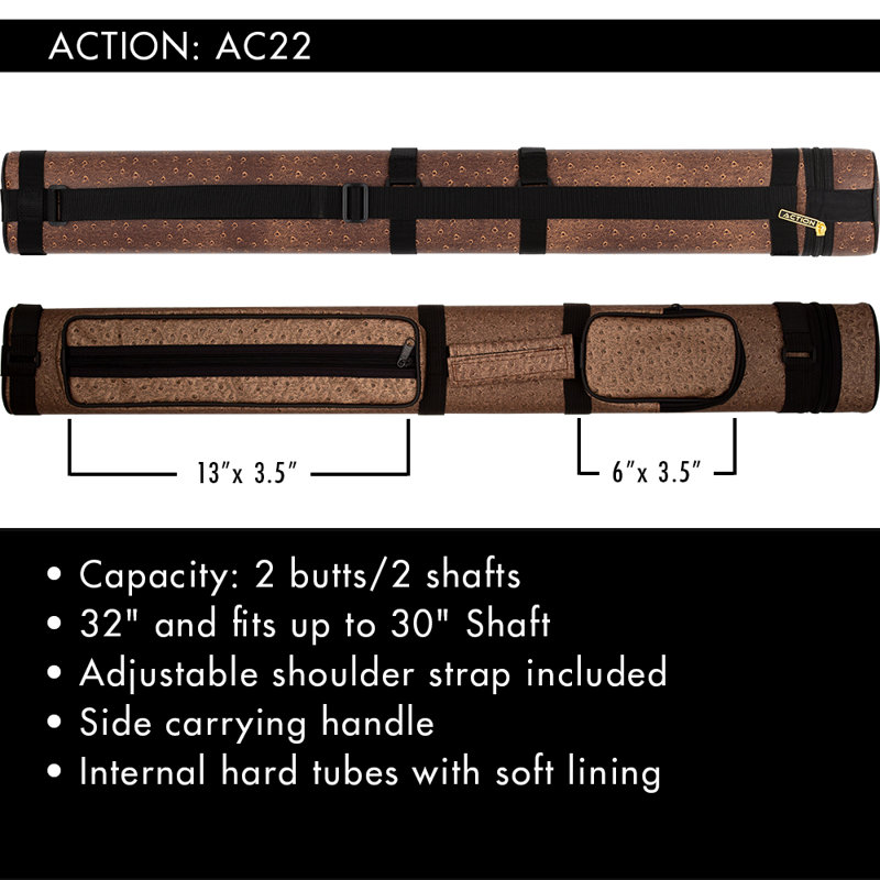2x2 Oval Hard Pool Cue Case, Brown