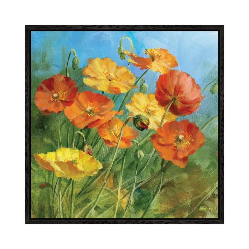 Summer Field IV by Danhui Nai - Painting on Canvas, 45.72 cm H x 45.72 cm W, Black Framed