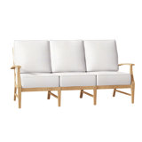 Croquet 75.75" Wide Outdoor Teak Patio Sofa with Cushions