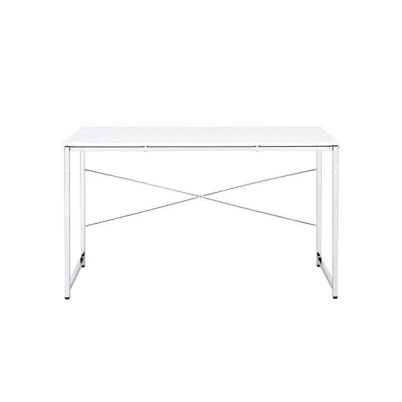 Tennos Chrome Finish Writing Desk, White