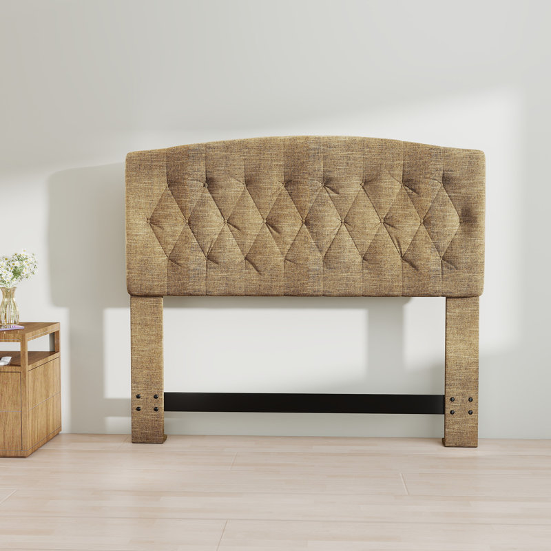 Tête de lit tapissier Camelback, Grand lit, Gris mousse