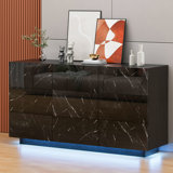 Kimbereley 9 Drawer 55.1" W High Gloss Dresser With Led Light