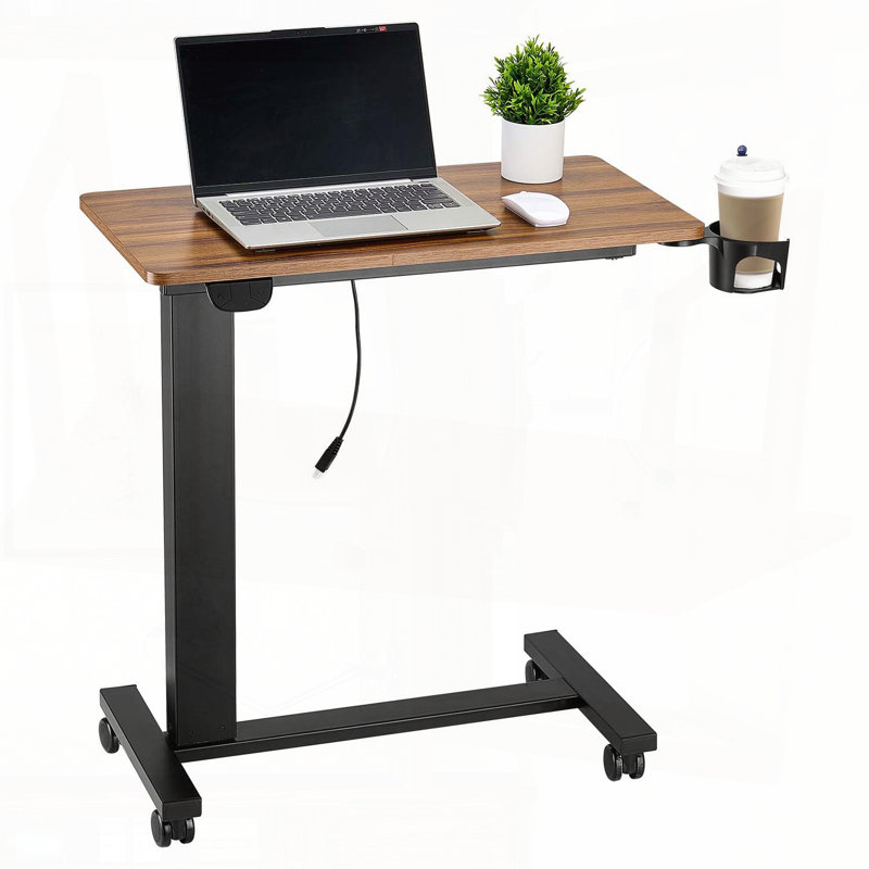 Table de lit électrique à hauteur ajustable avec porte-gobelet - Bureau d'ordinateur portable