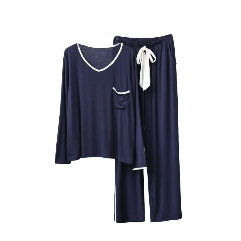 Ensemble de pyjama droit pour femme, M, Marine