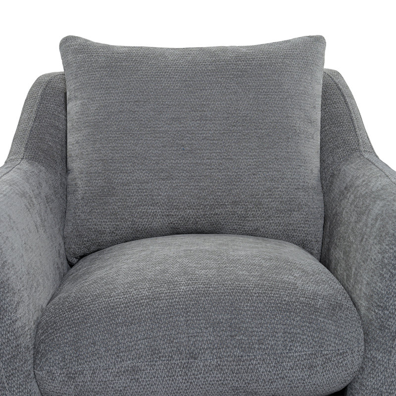 Fauteuil d'appoint moderne pivotant à 360° entièrement assemblé, recouvert de chenille, Gris
