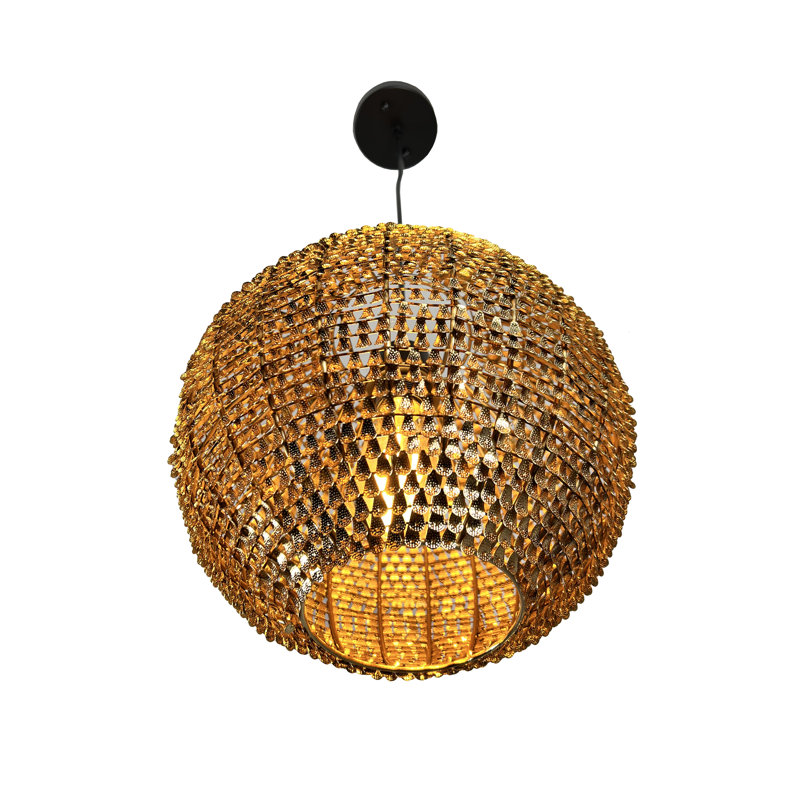 Luminaire suspendu sphère en laiton satiné 1 lumière Tmat