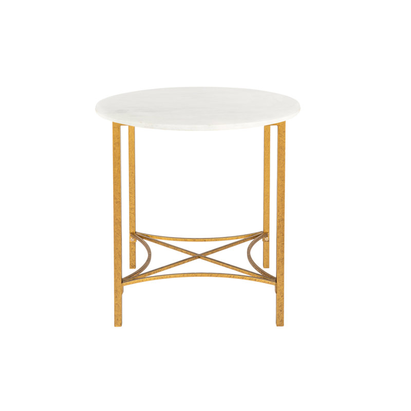 Bella End Table, Carrera Marble, Royal Gold, 31" H x 33" W x 33" D