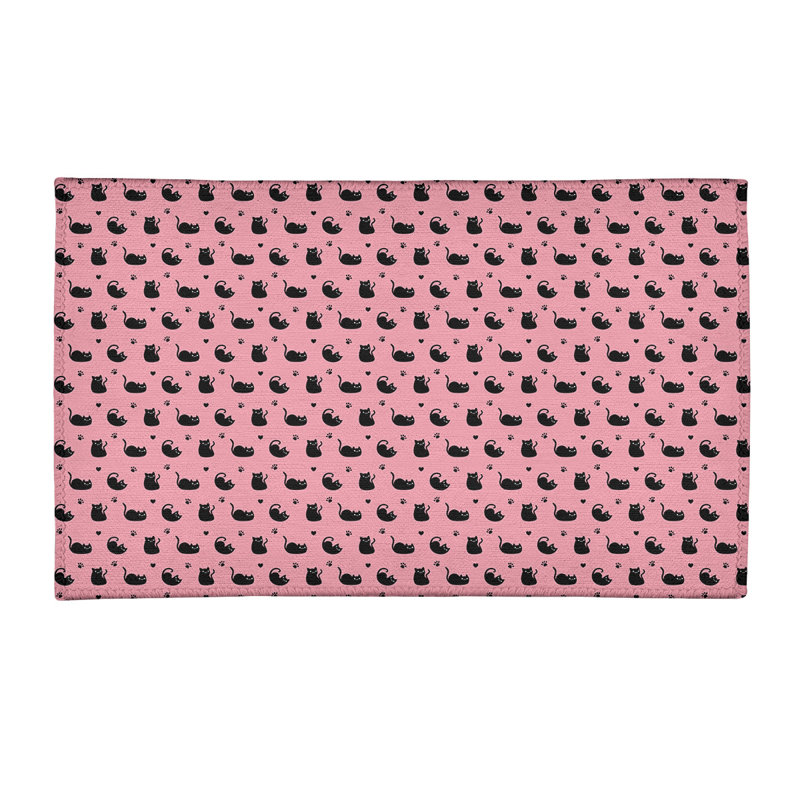 Tapis rose clair / noir Cat, Rectangle 3 pi x 5 pi