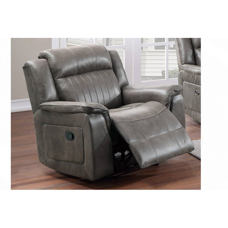 Soft Recliner, Contemporary Manual Motion Glider Recliner Chair 1Pc Living Room Furniture Slate Blue Breathable Leatherette