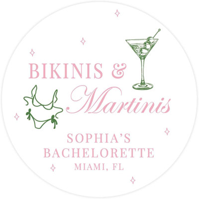 Ensemble de 40 autocollants personnalisés pour bibelots en guise de gueule de bois et martinis