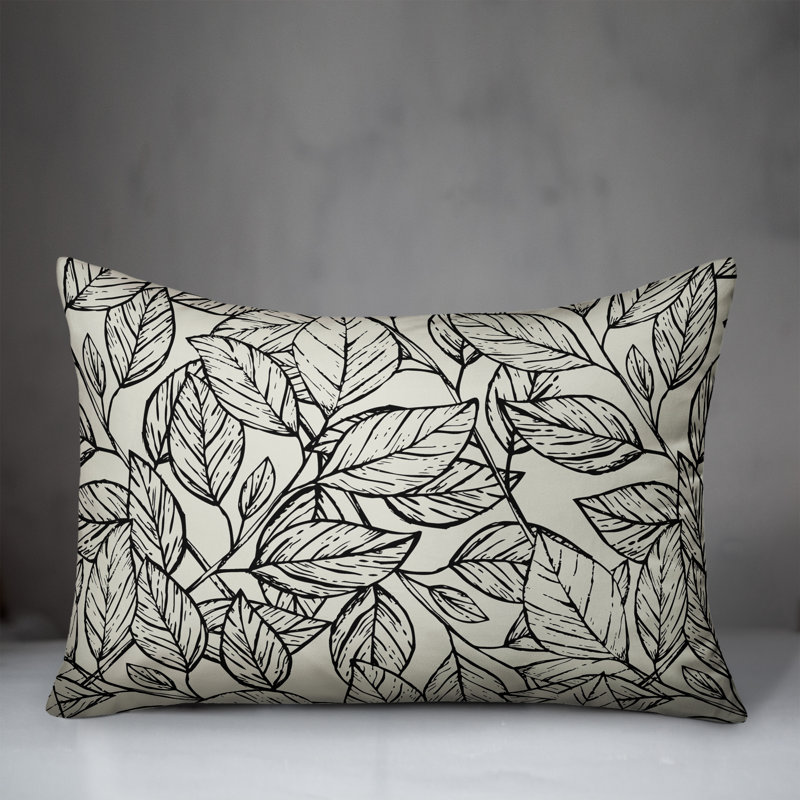  Housse et insert de coussin rectangulaire à feuille esquissée