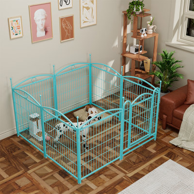  Parc pour chien à 8 panneaux en métal - Clôture intérieure / extérieure robuste pour animaux avec porte, pliable, résistante à la rouille, formes bricolage pour petits / moyens / grands chiens, chats et petits animaux de compagnie