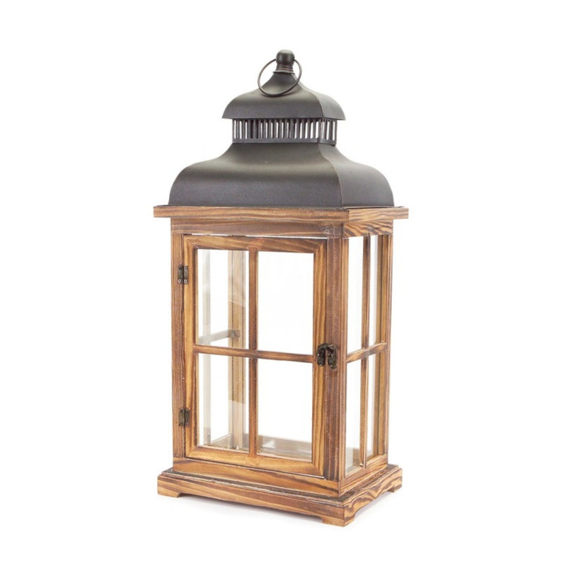 Ensemble de lanternes en bois 2 pièces, H 23,63 po x l 7,75 po x P 10,75 po