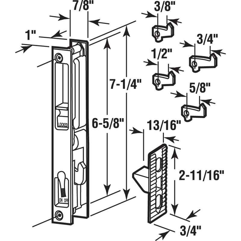 Ensemble de poignées de porte de patio coulées moulées sans clé pour portes de verre coulissantes de 1 po à 1-1 / 8 po d'épaisseur, blanc (paquet simple)