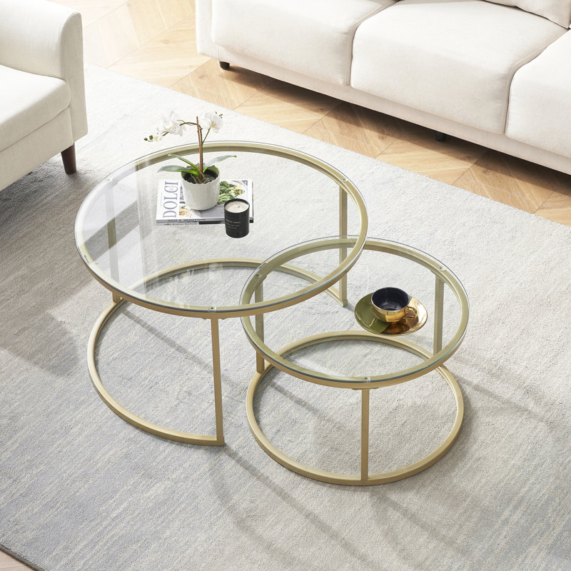 Frame Coffee Table, Clear, Nano Gold, Glass