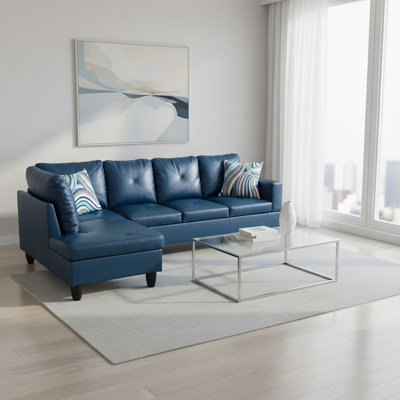 Ensemble de canapé modulaire en cuir 2 pièces avec méridienne Monaco