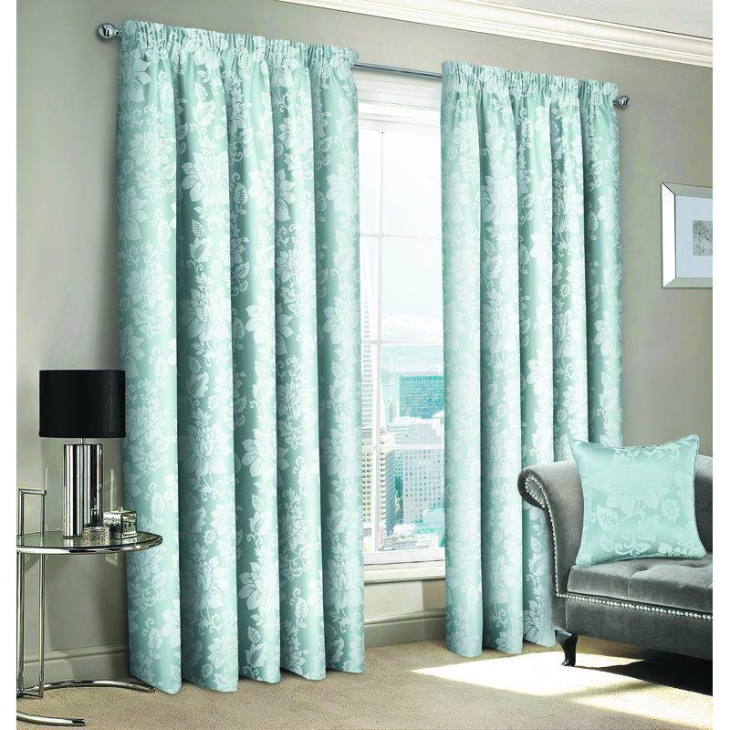 Luxury Floral Jacquard Curtain Pair, 66cm Width x 90cm Drop