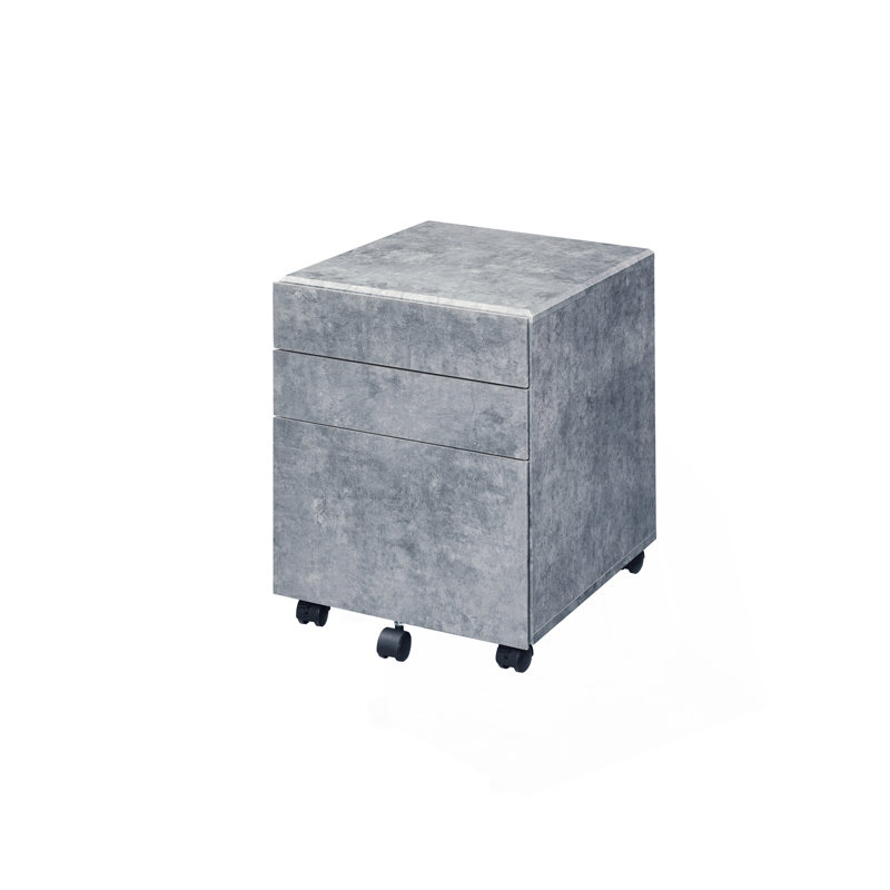 Modern Faux Concrete File Cabinet with Smooth Metal Glides and Spacious Drawers for Organized Storage
