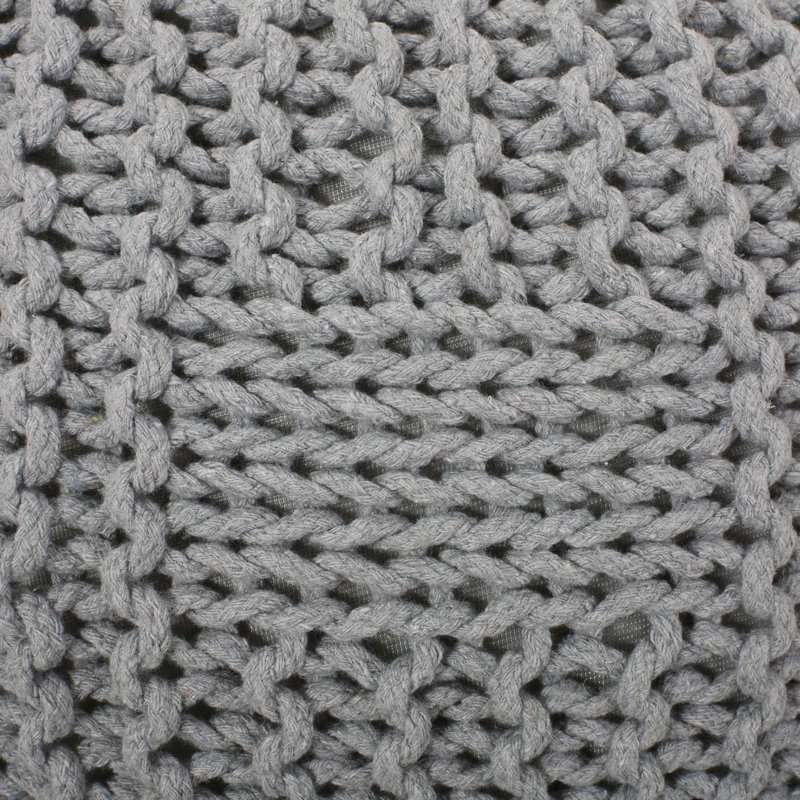 Durston Upholstered Pouf, Gray 100% Cotton