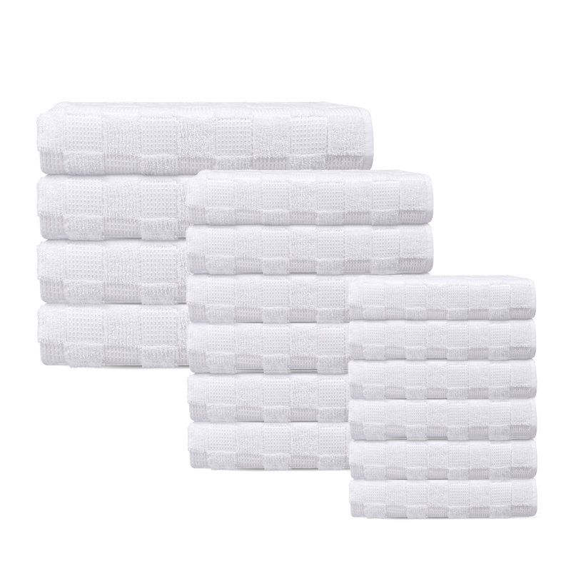 Taylorlynn 16 pcs Turkish Towels Set, White
